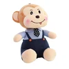S/M/L beautiful promotional customized soft stuffed plush monkey animal toy with embroidered logo on belly & silk bow tie