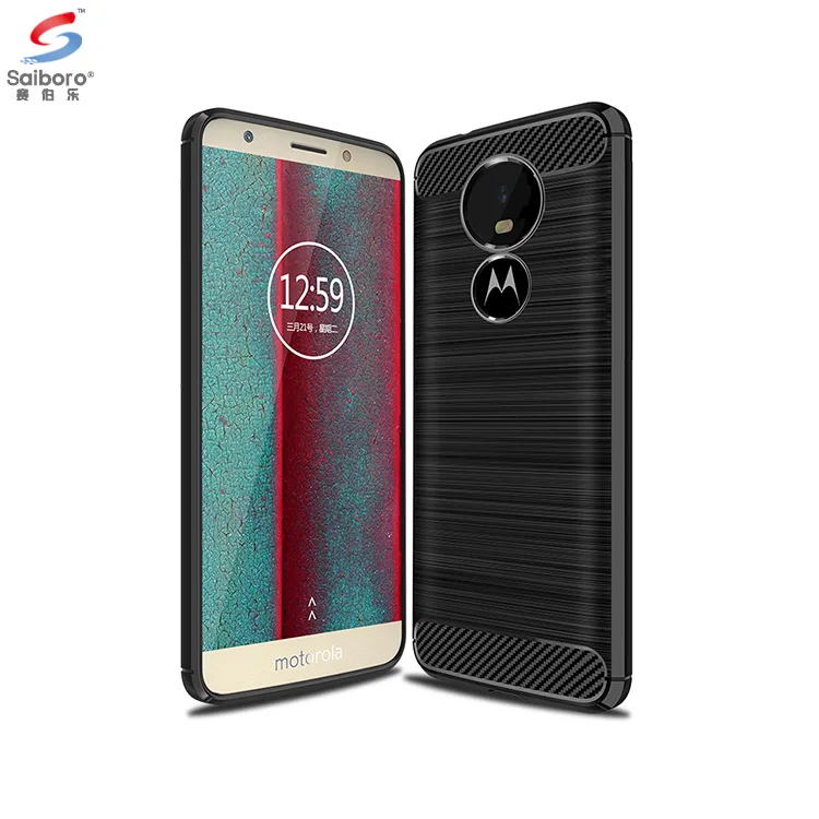 

Saiboro Carbon Fiber Texture Brush Tpu Mobile Phone Cover For Moto E5 Play Shockproof Protective Case, for moto e5plus cases, Multi
