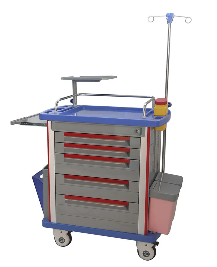 Mobile medical anaesthesia crash trolley cart in clinic