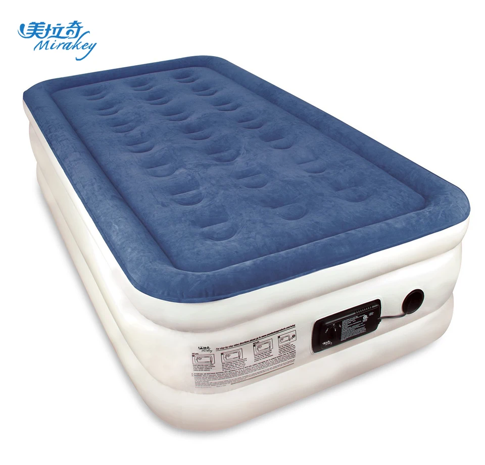 Mirakey home use blow up flocked outdoor single inflatable mattress