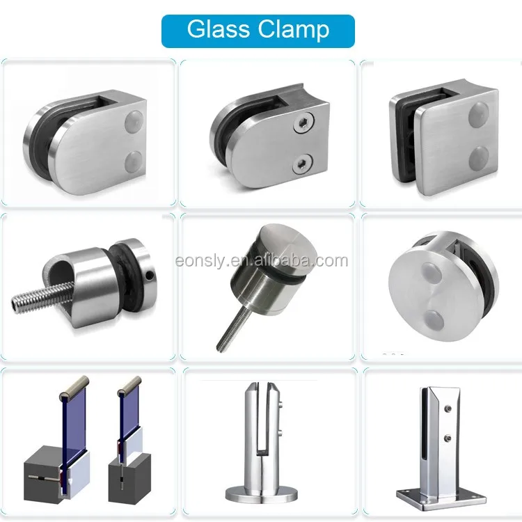 1-50 Pcs Holder Steel Glass Clamp Window Clip Bracket Flat Arc Handrail 6-12mm 