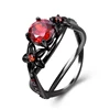 RI00203 Yiwu WT luxuries hot sale gun black plating flowers shaped glass stone inlaid ring for women