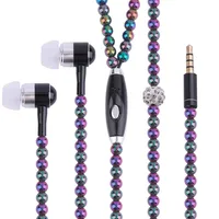 

Fashion necklace earphone headphone headset music earpiece for Women Girl Rhinestone Jewelry design 3.5mm interface pearl
