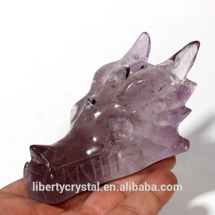 
Natural Amethyst Dragon Skulls Hand Carved Healing Figurine 