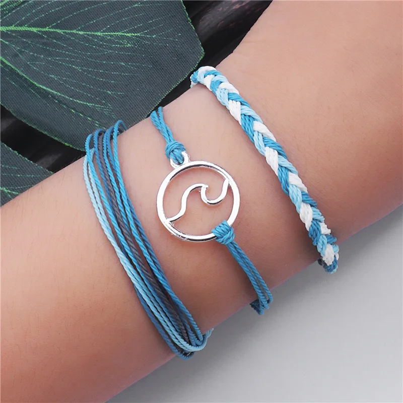 

Trend Three LayerAdjustable Rope Knot Sailor Bracelet, As picture