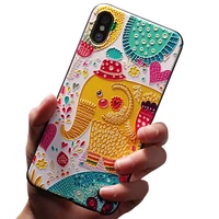 

OTAO 3D Relief Phone Case For iphone XS MAX XR Cases Cartoon Animal Emboss Silicone Back Cover For Apple 5 5S SE