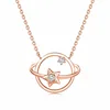 2019 Fashion S925 Sterling Silver Universe Celestial Body Pendant 18K Gold Chain Clavicle Necklace Womens