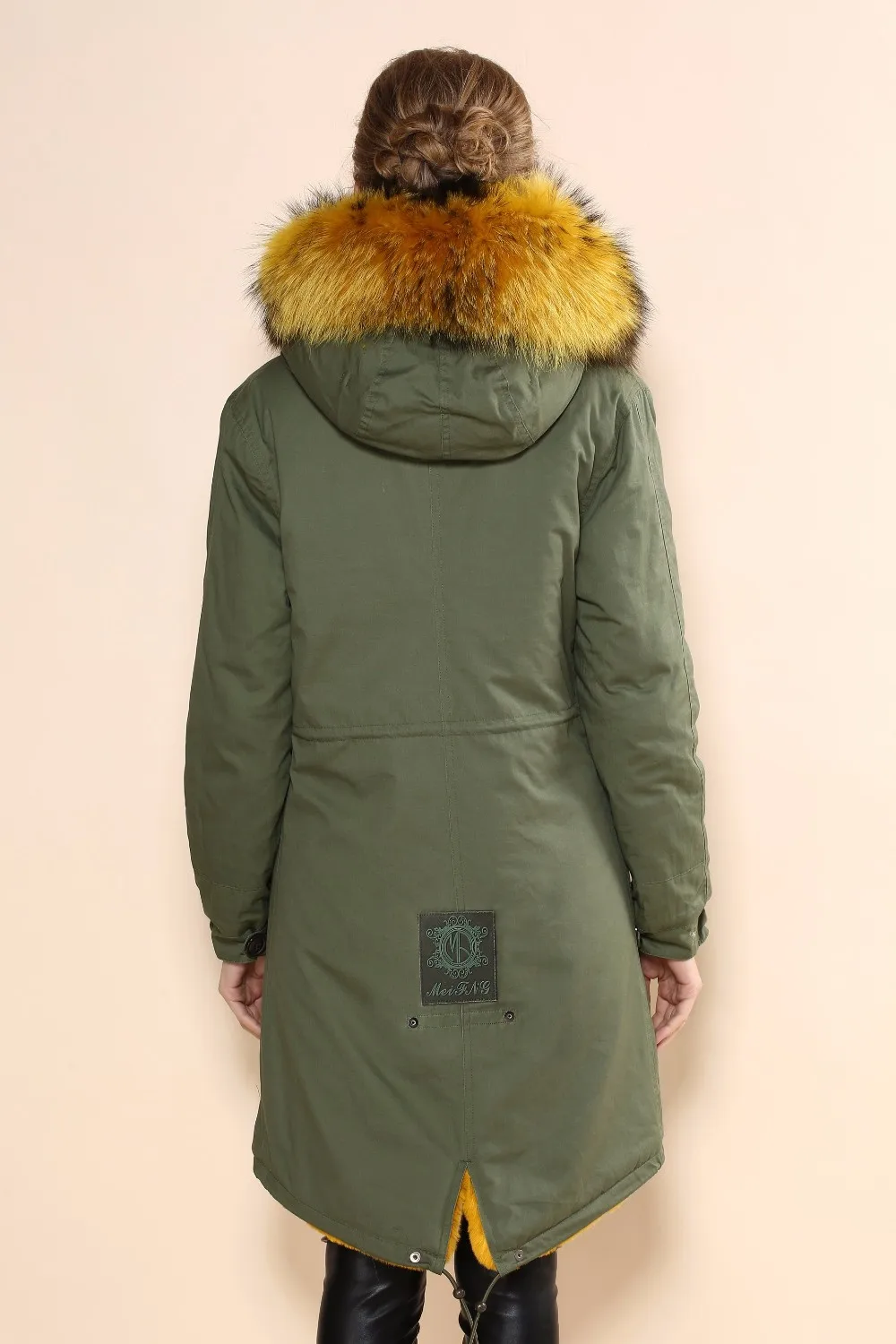 fashion women coat raccoon fur trim for hood parka coat