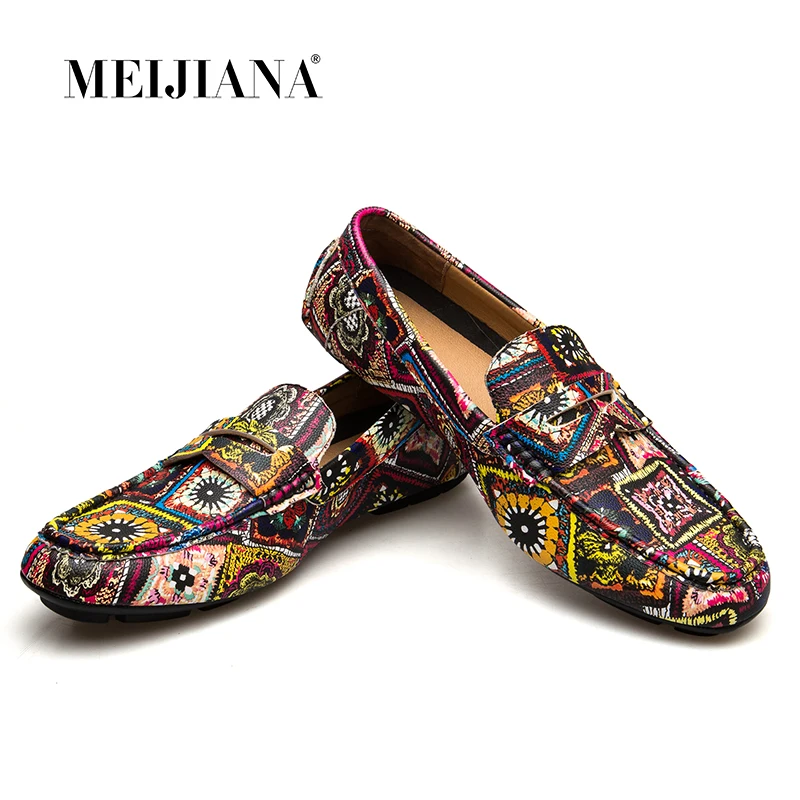 

MEIJIANA Brand Leather Men Flats Loafers New Men Casual Shoes High Quality Loafers Driving Shoes Colorful Fashion Boat Shoes