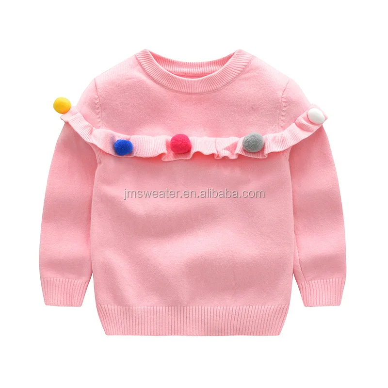 

Latest toddler girls pullover colorful ball beading baby girls christmas sweaters, Pink;red;rose;or custom make as clients require