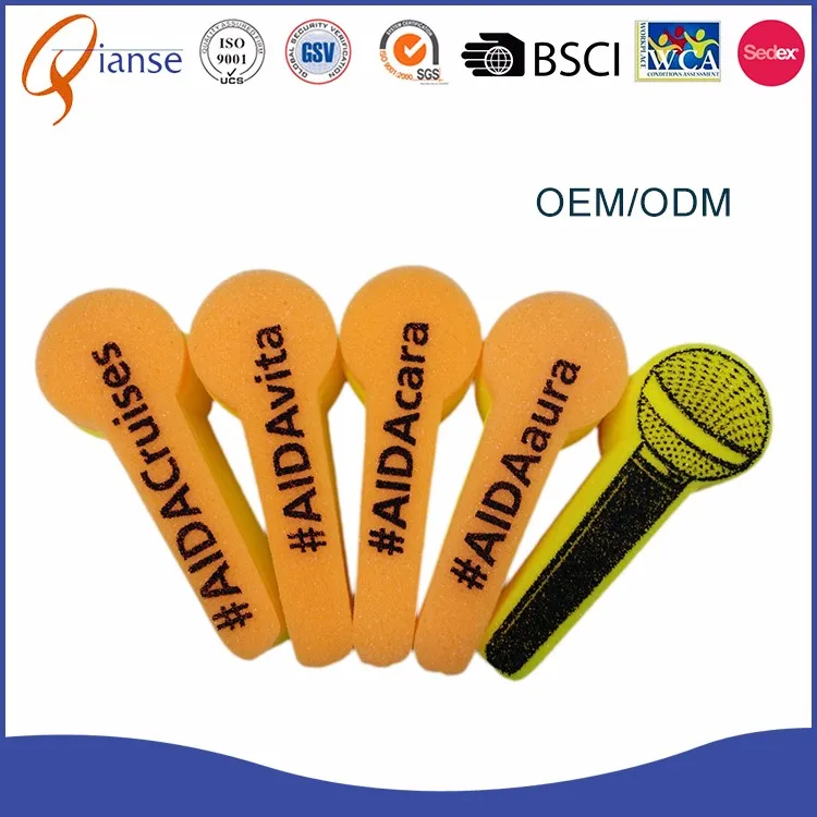 Oem Odm Microphone Shaped Multicolor Cute Exfoliating Shower Sponge
