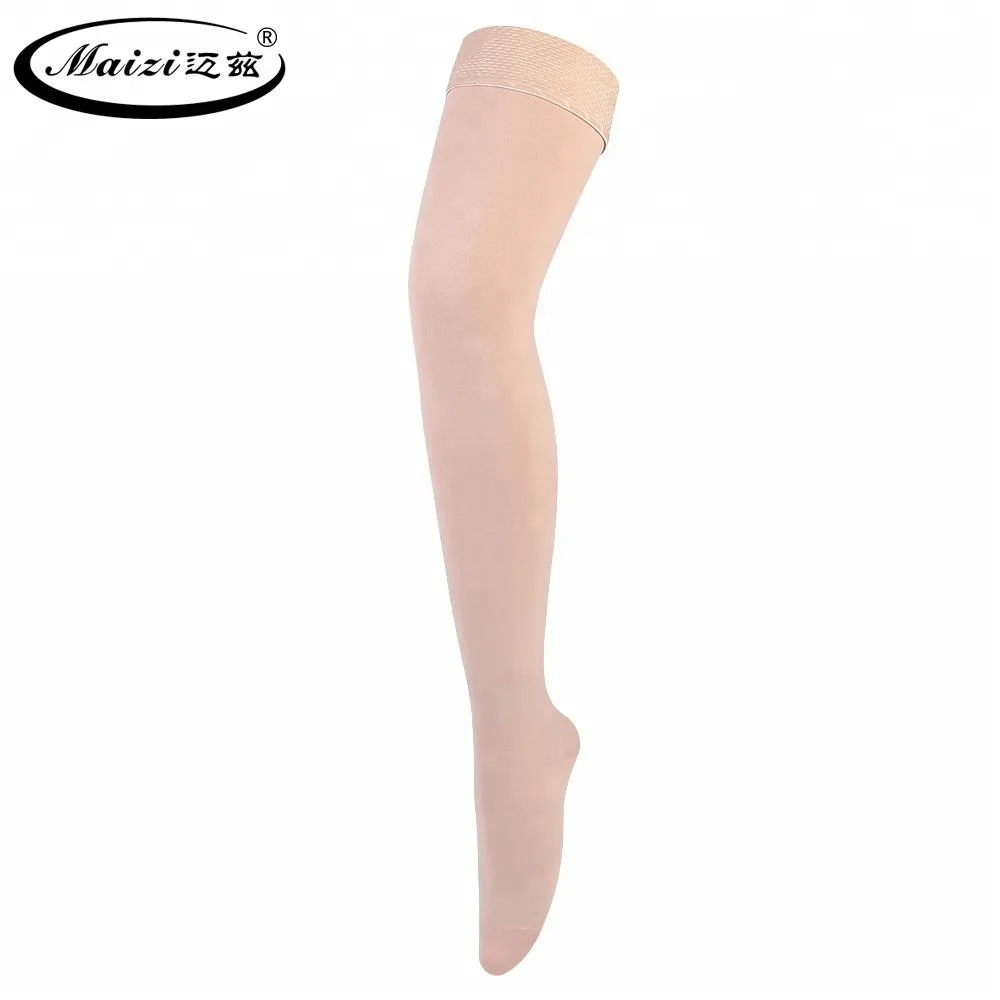 

Custom Medical grade Moderate 23-32 mmHg Unisex Close Toe Thigh High Compression Socks Support Hose Treatment, Beige/black