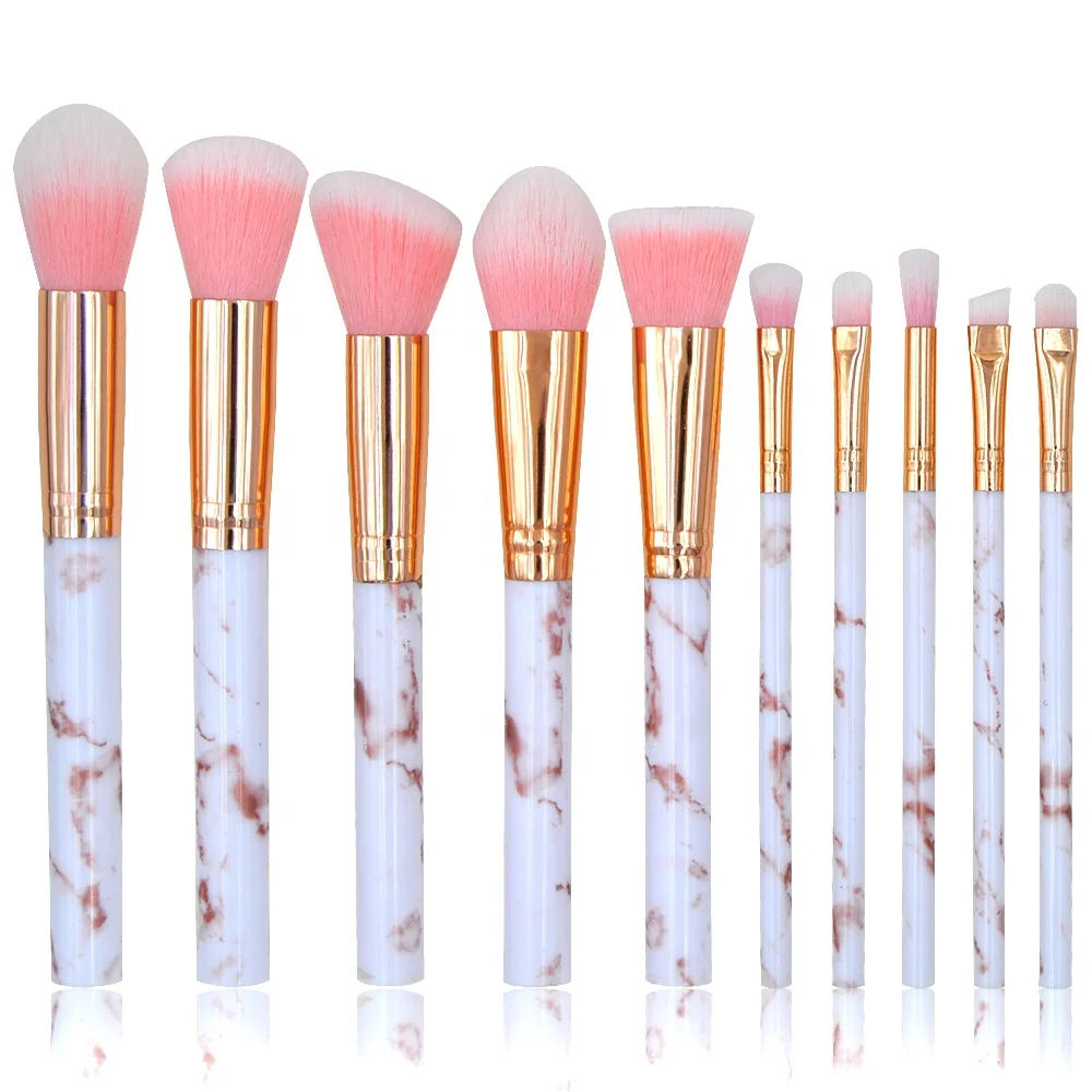 

Beat Selling 10 PCS Professional Foundation Cosmetic Make Your Own Brand Marble Hair Makeup Brushes