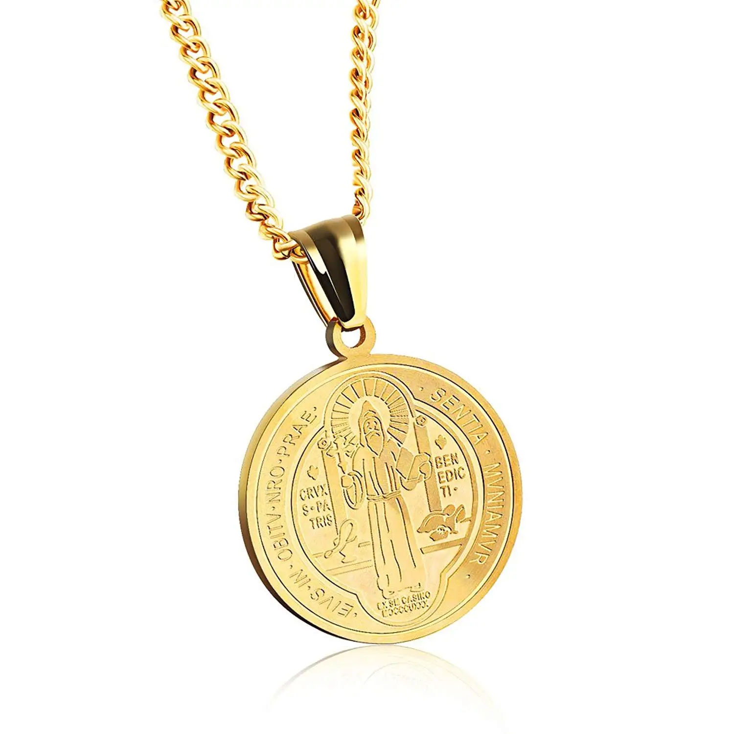 Catholic Saint Medals Holy Spirit Charm On A 7 Inch Oval Eye Hook Bangle Bracelet
