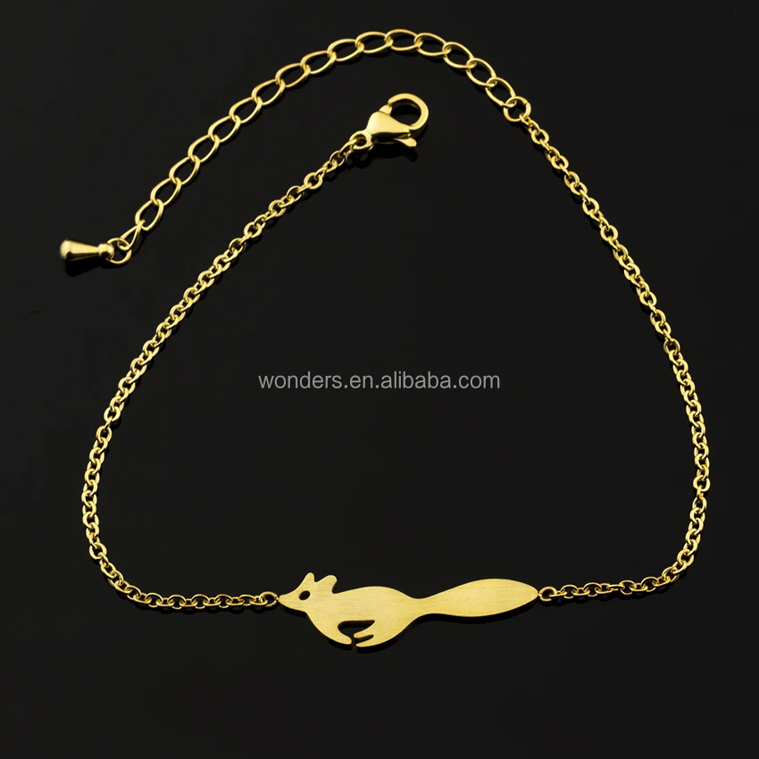 

Running Fox Fashion Charm Stainless Steel Link Chain Bracelet, Gold Silver Plated Bracelets Femme