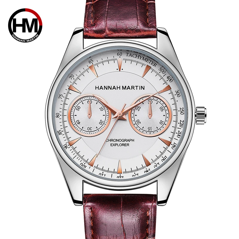 

HM-KY12 Wholesale Watch Custom Brand Alloy Case Classic Leather Strap Man Chronograph Quartz Wrist Watch