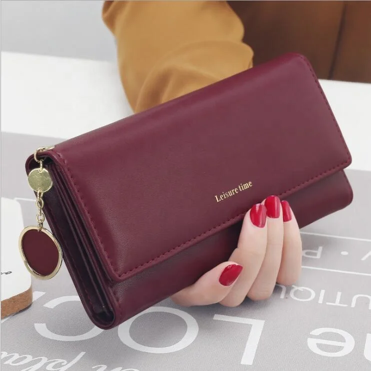 

New Fashion Women Wallets Long Style Multi-functional Female Clutch Card Holder, Blue, black, grey, pink, wine red