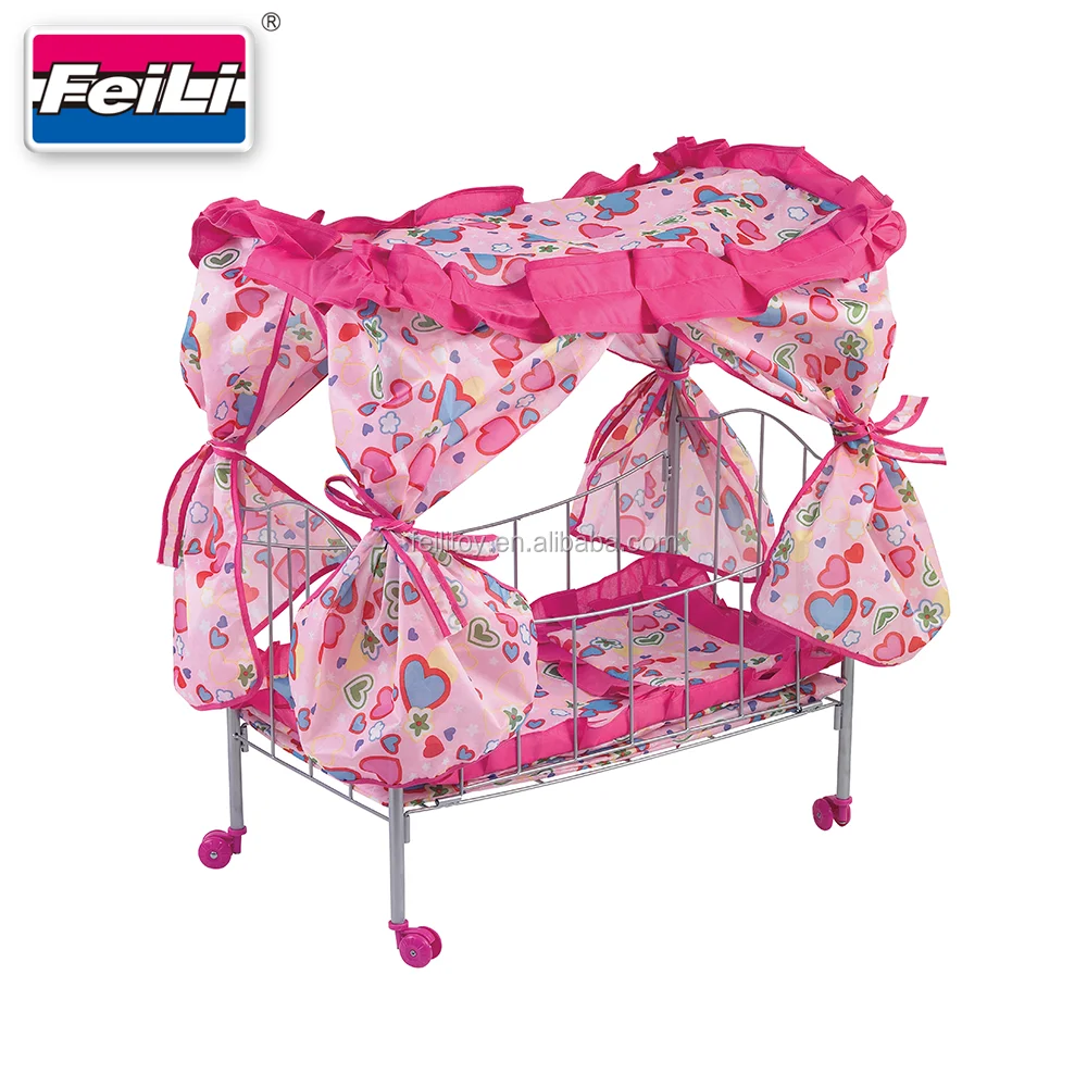 Fei Li Metal Baby Doll Cribs And Beds With Rotate Wheels Iron Doll Bed