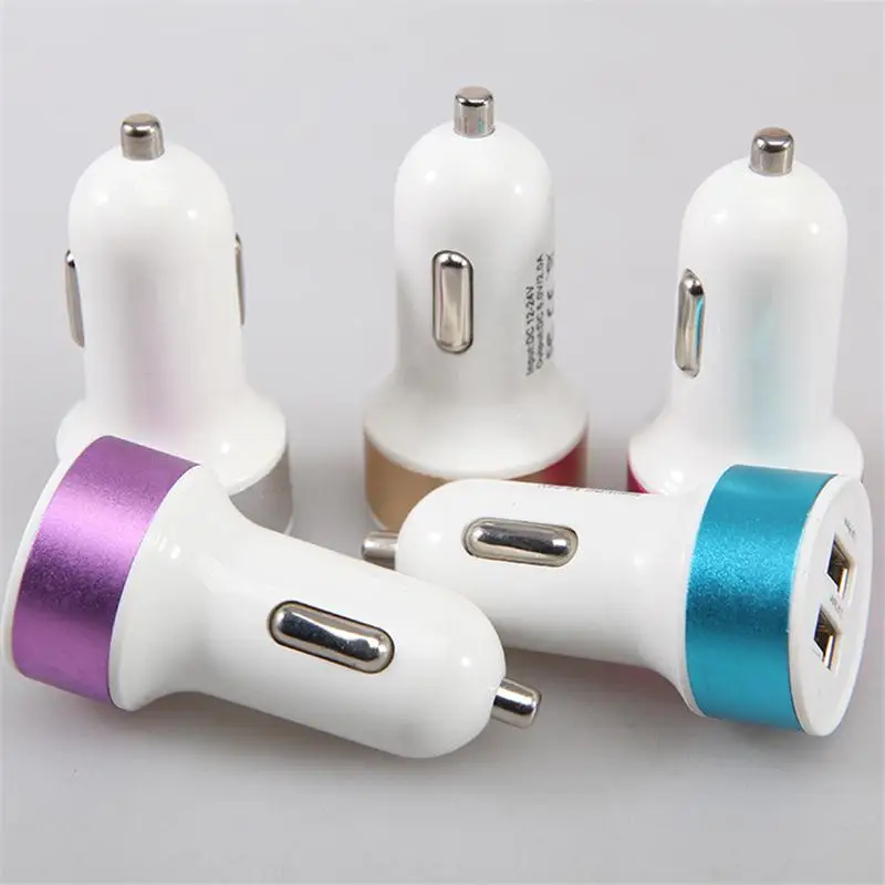 

wholesale car charger adapter dual port usb car charger for iPhone5/6/6s and Android, Pink;golden;silver;blue