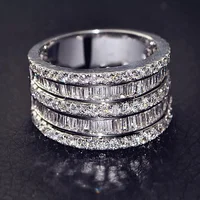 

Jewelry Princess Cut 8.6 CT White Zircon Silver Color Engagement Rings wedding Rings Girls Party ring Gift