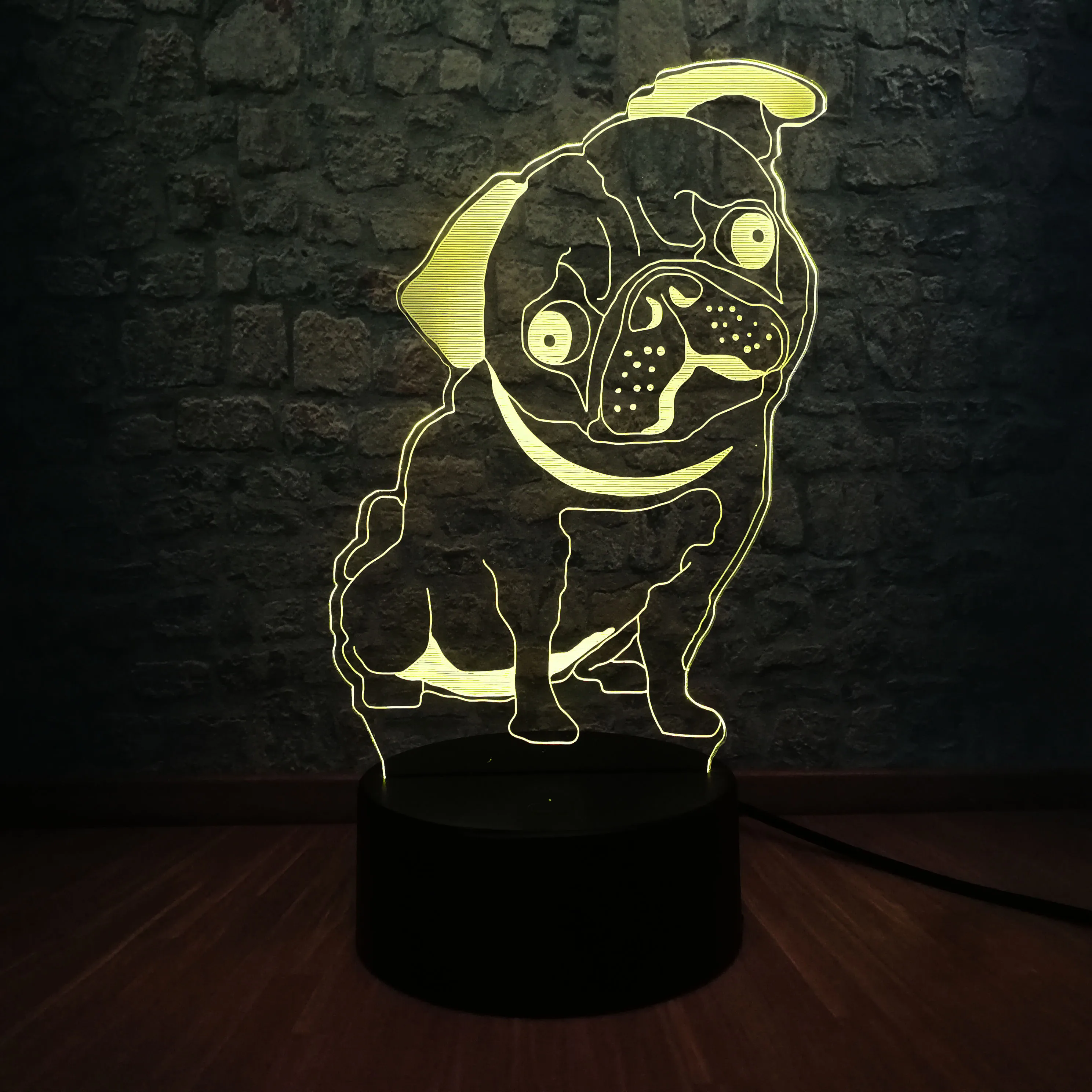 

Novelty Cute Pug Puppy 3D LED Night Light 7 Color Change Desk Lamp Baby Bedroom Sleep Lamp Decor Kids Birthday Gift, 7 colors