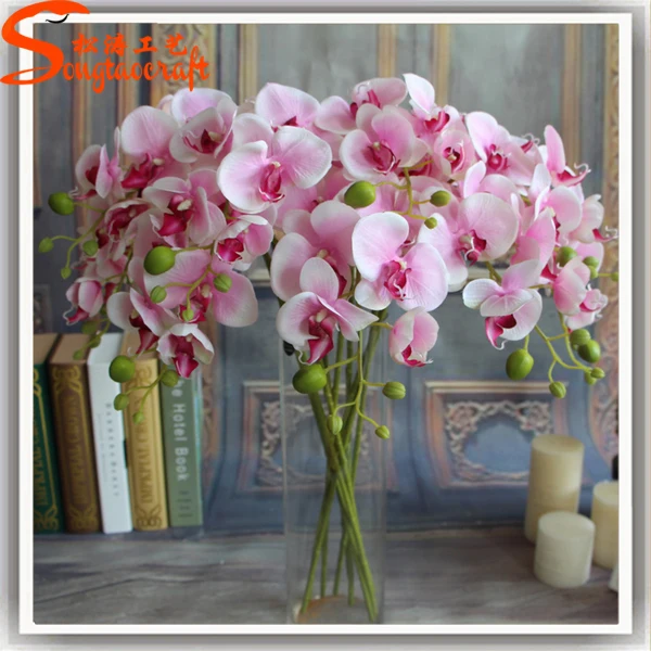 High Quality Pu Artificial Blue Orchid Plants Orchid Flowers In Vase