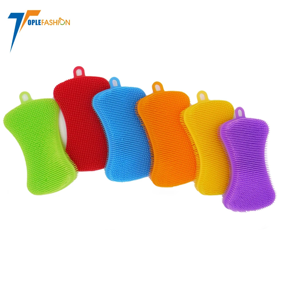 

kitchen silicone brush anti bacterial silicone dish scrubber, Pantone