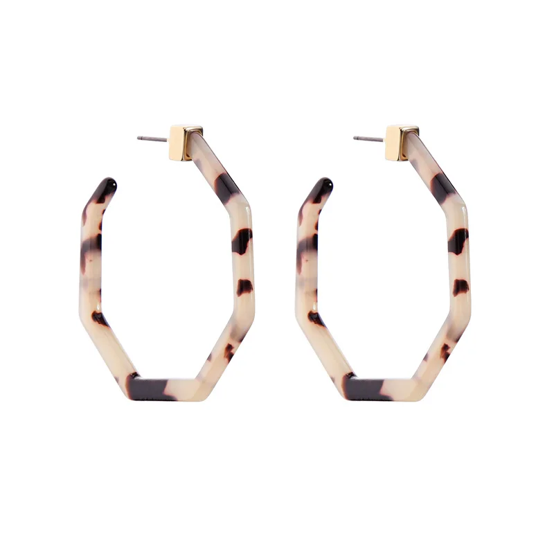ed01658c Handmade Fashion Jewelry Simple Turtle Acetate Simple Design Wholesale Women Resin Hoop Acrylic Earrings