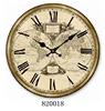 Vintage Rustic Country Tuscan Style,Arabic Numerals ,World Map Pattern Design Wooden Round Home Decoration unframed Wall Clock