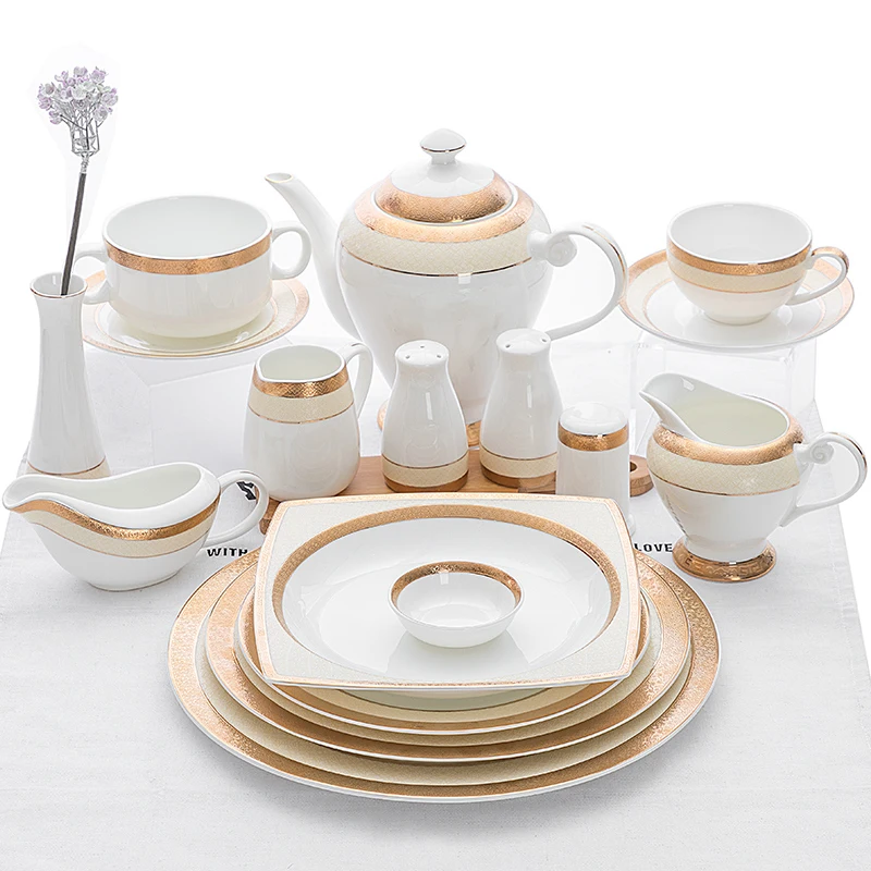 

Hotel Restaurant Luxury Gold Porcelain New Fine Bone China Dinner Set, Jogo De Jantar!