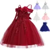 children latest style clothes girl bowknot latest designs lace flower evening boutique dresses with good quality