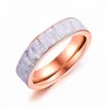 Famous brand jewelry 316L Stainless steel clear quartz crystal rose gold ring