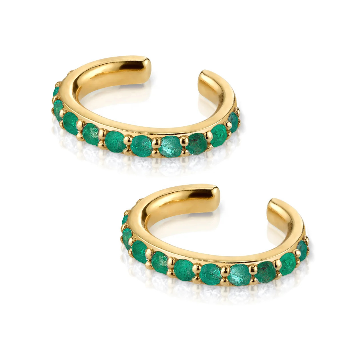 

LOZRUNVE Sterling Silver Jewelry Green CZ Stone Ear Cuff Earring 925 Silver