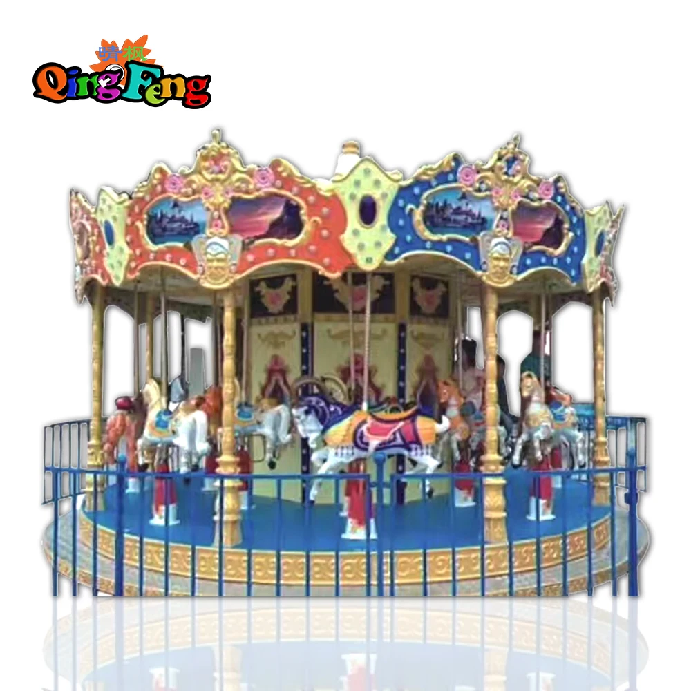 Qingfeng 2017  carton fair newest big outdoor Merry-go-round ride on horse carousel game machine
