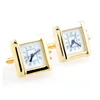 24K gold plated fashion cuff link functional movement clock watch cufflink