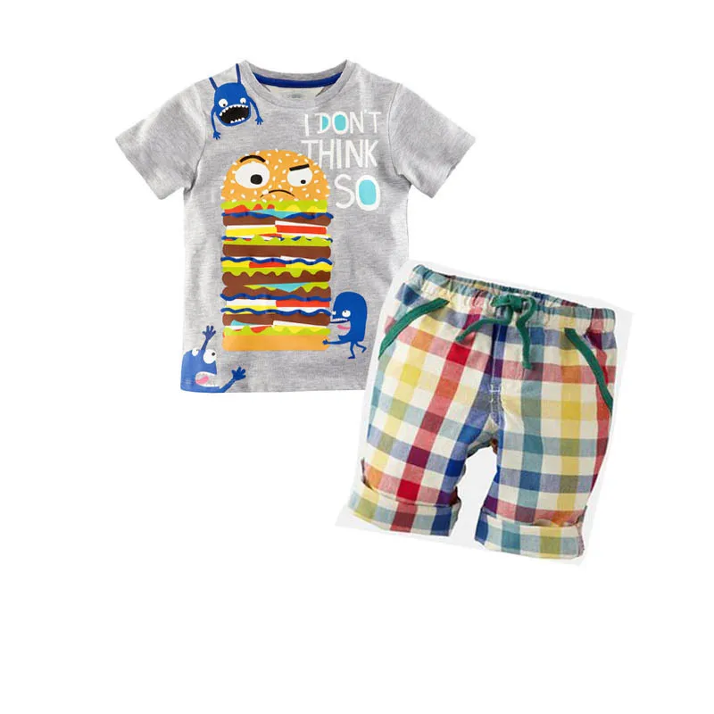 2016 Summer Boys Clothes New Baby Boy Clothing Set Pattern Burger Bot Toddler Boys T Shirts