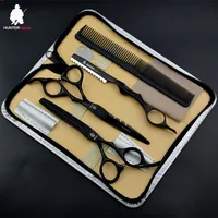 

6 inch Hair Cutting Shears Kit for Hairdresser Stainless Steel black scissors for haircut barbershop scissors set