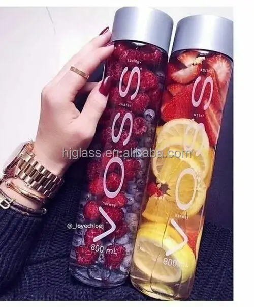 375ml Voss Water bottle glass bottle for juice and water with screw plastic lid