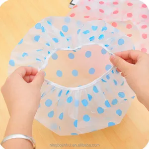 Image of Plastic Shower Caps Cartoon Print Waterproof Elastic Band Bathing Hat Caps