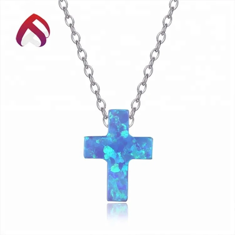 

Unique Cross Opal Pendant silver necklaces