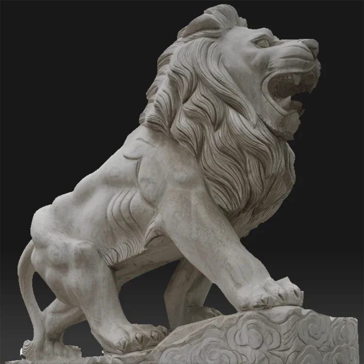 Outdoor garden white indoor statue stone lion sculpture