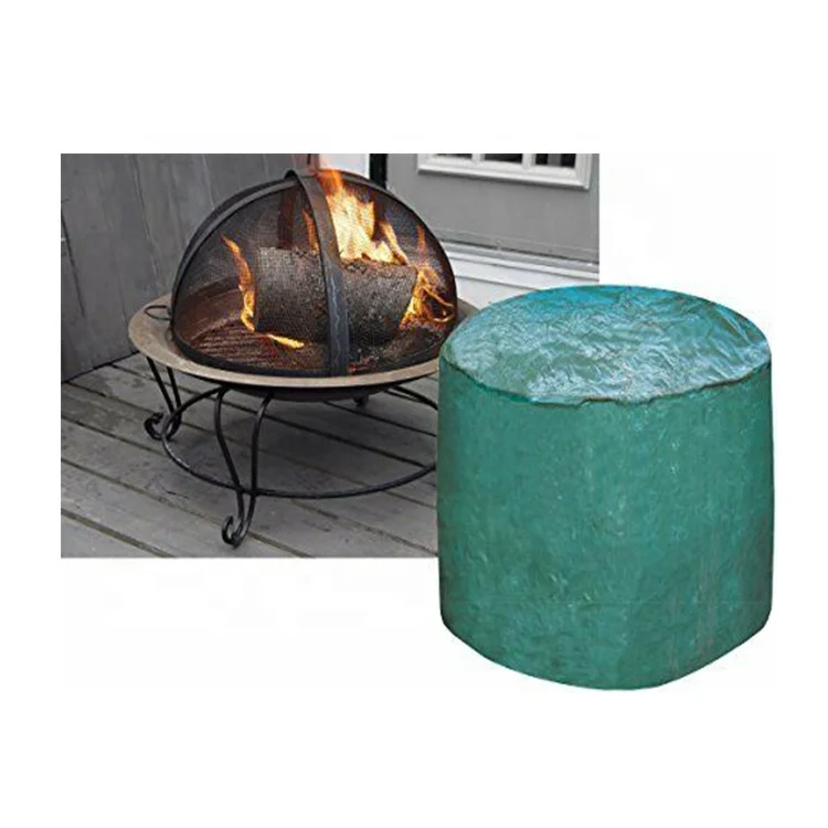 Fire Pit Cover Round 75*60cm,600d Heavy Duty Outdoor Firepit Covers Waterproof Windproof Antiuv