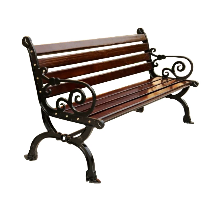 Hot sale wood park garden benchcast iron skeleton
