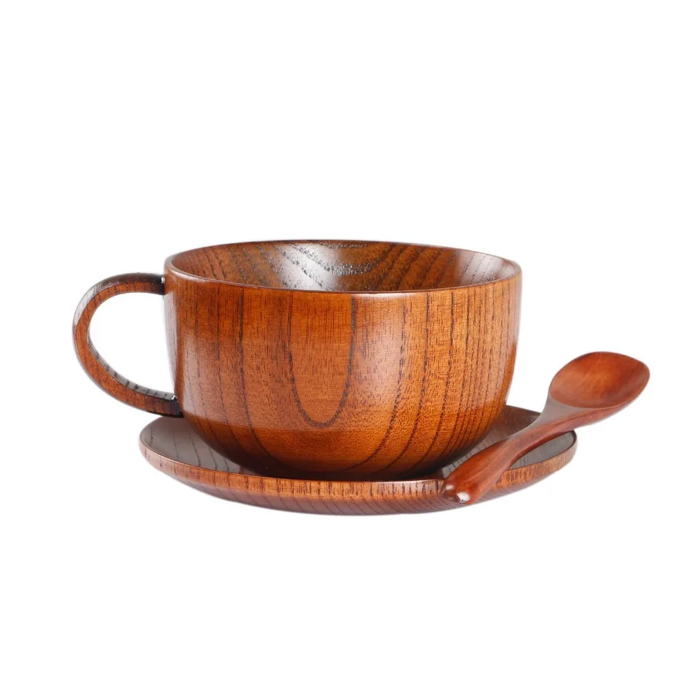 

Manufacturers wholesale Jujube wood Soup Bowl with Coaster and Spoon milk coffee tea cup, Picture