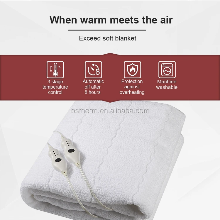 Double Controller Bed Sheet Warmer Quilted Electric Heated Mattress Pad