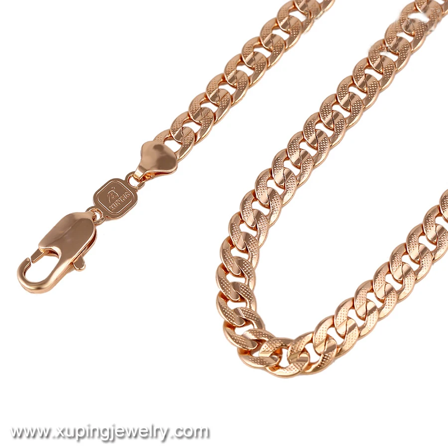 

43347 Xuping 37 gram fashion jewelry rose gold plated hip hop style chain necklace