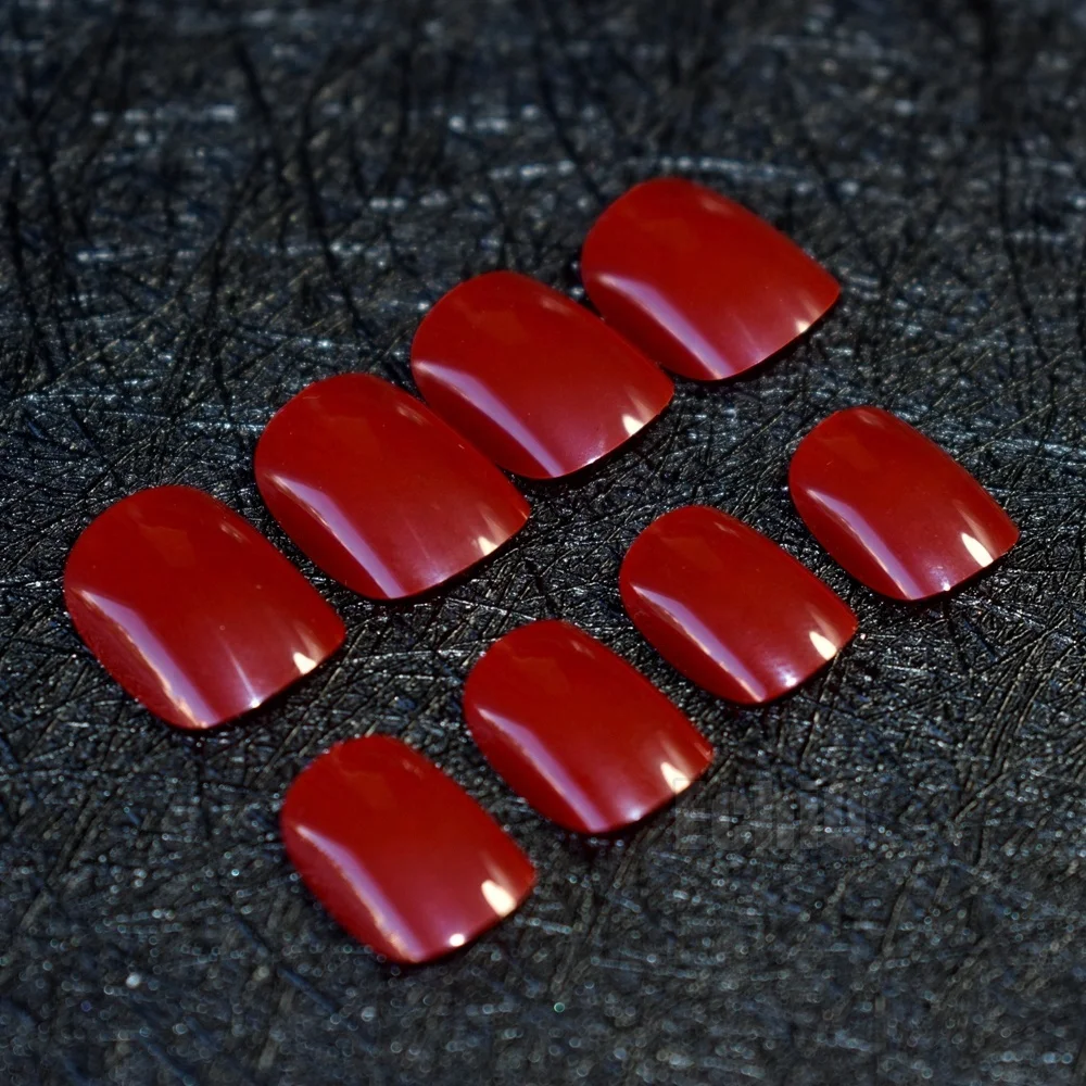

Gorgeous Dark Red Children Press On Nails  Kids False Nails for Small Size Nail Carnival Style Festival Decoration F29-156K
