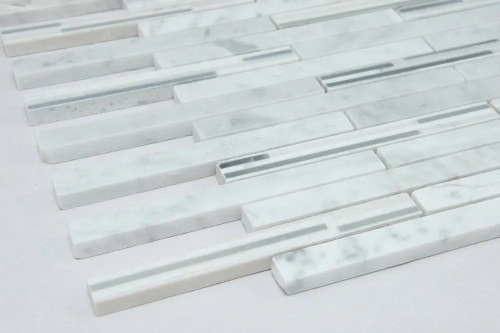 Bianco Carrara, Slate Jade, Italy Gray; Marble Mosaic Tile; Grey and White Marble Mosaic; Bathroom Marble Mosaic.