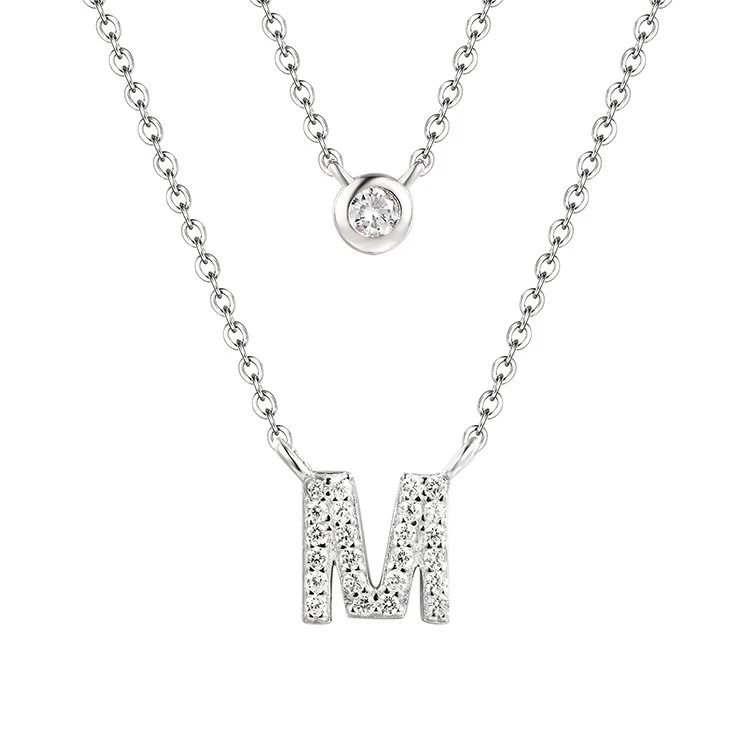 

925 sterling silver women layered choker letter necklace for wedding engagement, N/a