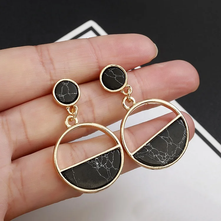 

Korean Geometric Drop Dangle Earrings Resin Acrylic Personality Marble Earrings Jewelry, Picture shows